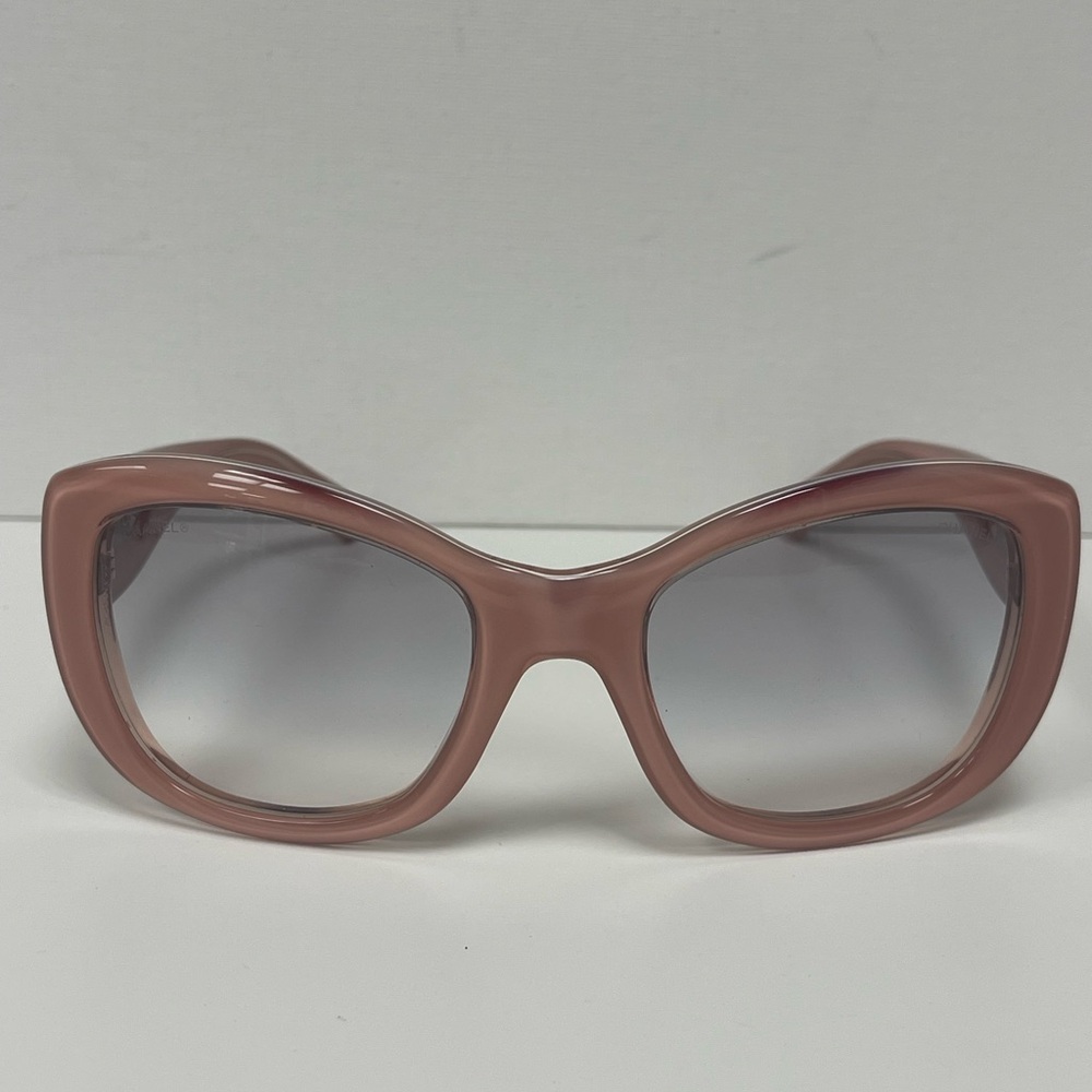CHANEL Pink Oversized Sunglasses with Butterfly Frame